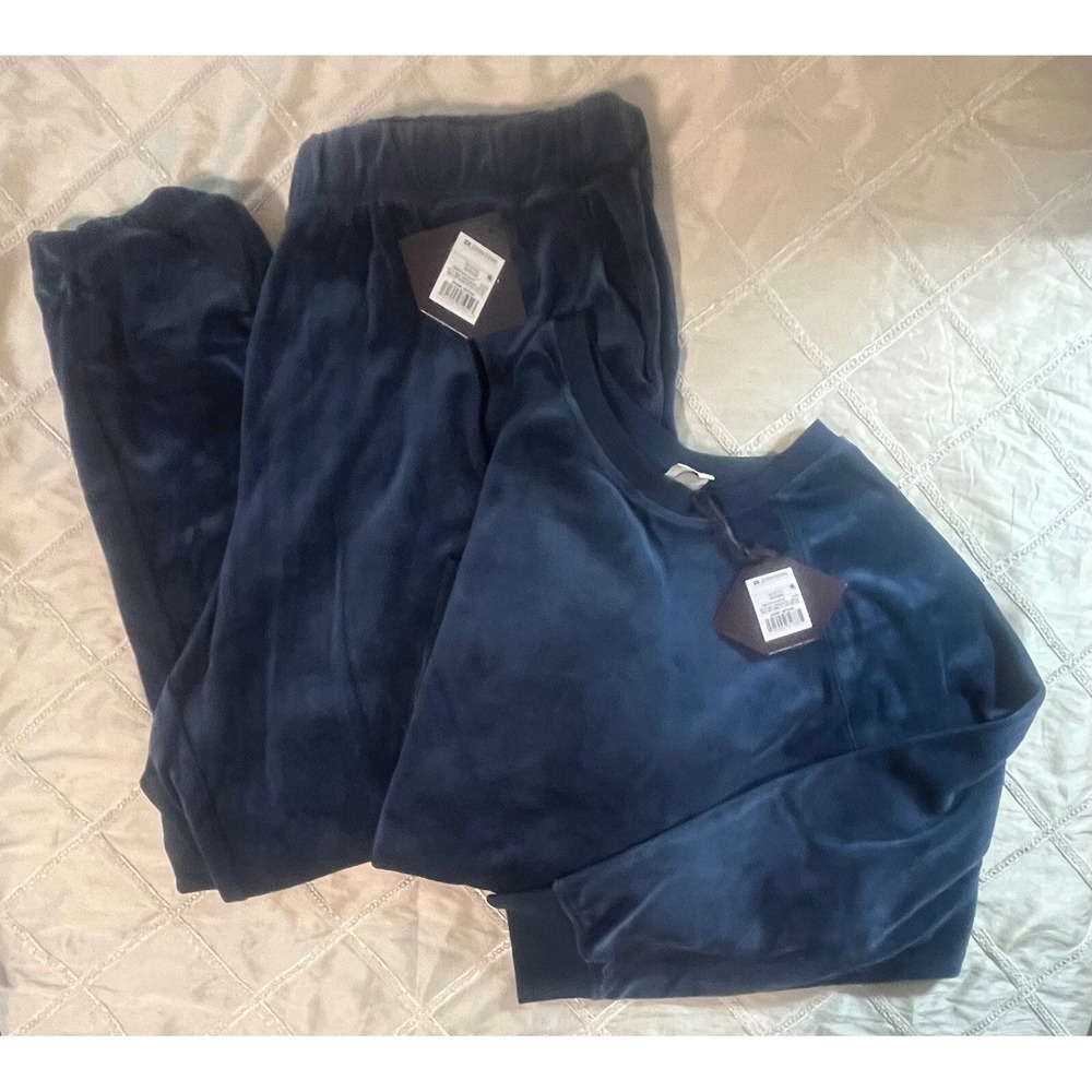 New Ava & Viv Navy Blue Velour Jogger Pants & Crewneck Sweatshirt Set -Sz 2X NWT - Picture 10 of 12